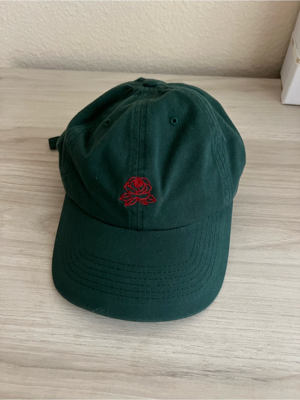 Dark Green Rose Embroidered Baseball Cap